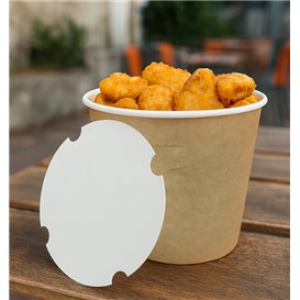 Paper Bucket Kraft with Lid 1750ml (150 Units)
