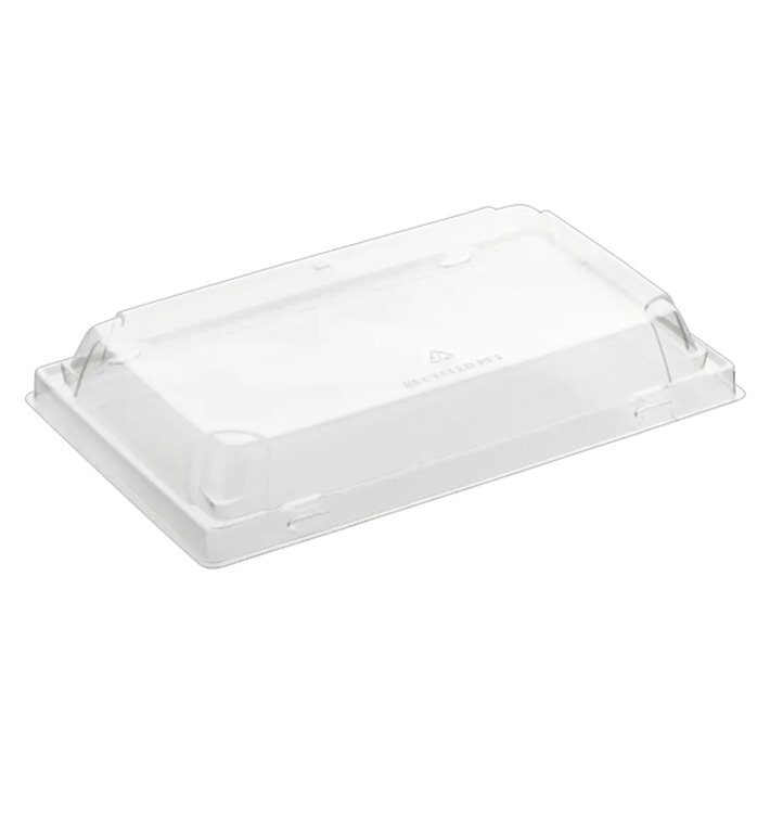 Black Plastic Lid for Sushi Container rPET 21,5x13,5cm (600 Units)