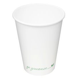 White "Go Green" Paper Cup 12Oz/360ml Ø9,0cm (1.000 Units)