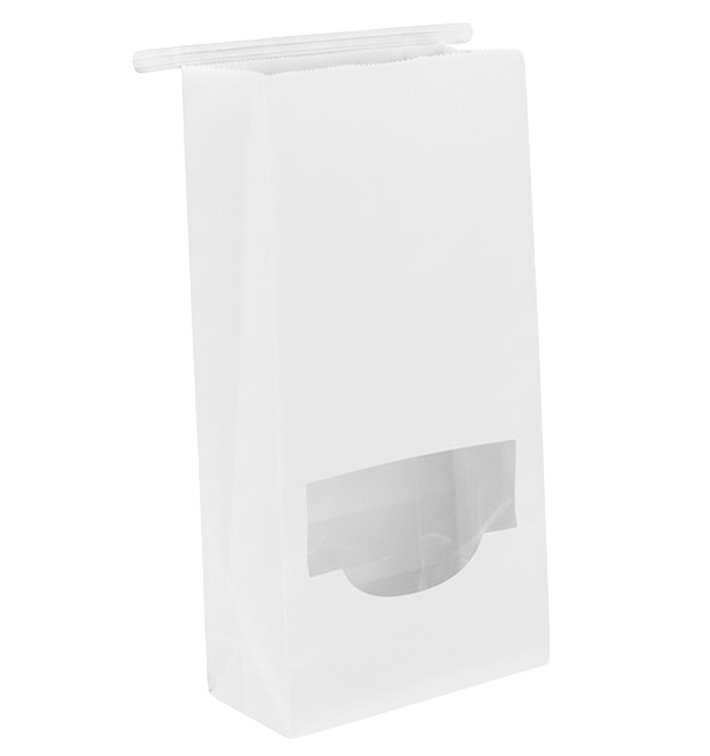 SOS Bag with Tin Tie and Window White 12+6x23,5cm (50 Uds)