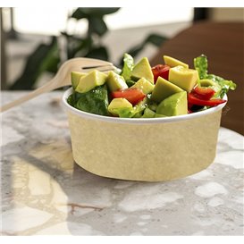 Paper Soup Bowl with Lid Kraft PP 550ml Ø14cm (50 Units)