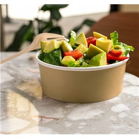 Paper Soup Bowl with Lid Kraft PP 550ml Ø14cm (300 Units)