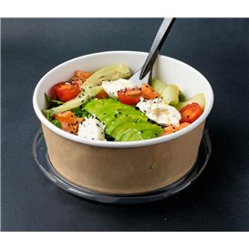 Paper Soup Bowl with Lid Kraft PP 1140ml Ø18cm (25 Units)