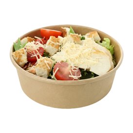 Paper Container Kraft-Kraft and RPET Lid 550ml Ø14cm (50 Units)