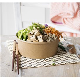 Paper Container Kraft-Kraft and RPET Lid 1140ml Ø18cm (25 Units)