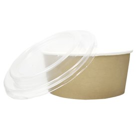 Paper Soup Bowl with Lid Kraft PP 750ml Ø15cm (300 Units)