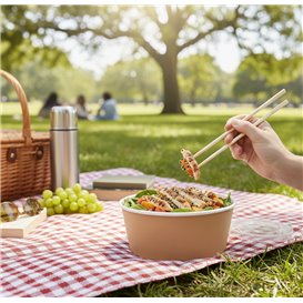 Paper Soup Bowl with Lid Kraft PP 750ml Ø15cm (50 Units)