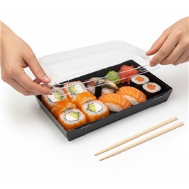 Plastic Lid for Sushi Container rPET 21,5x13,5cm (50 Units)