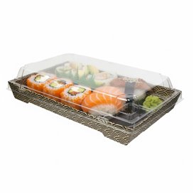 Plastic Lid for Sushi Container rPET 21,5x13,5cm (50 Units)