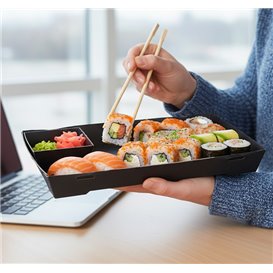 Black Cardboard Sushi Container 23,5x16cm (200 Units)