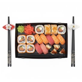 Black Cardboard Sushi Container 26x19cm (200 Units)