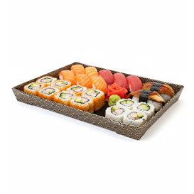 ''Waves'' Cardboard Sushi Container 26x19cm (200 Units)