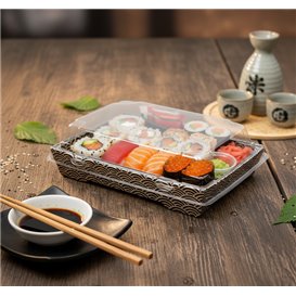 Plastic Lid for Sushi Container rPET 16,5x11,5cm (50 Units)