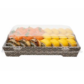 Plastic Lid for Sushi Container rPET 18,5x12,5cm (400 Units)
