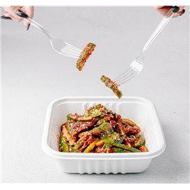 Reusable Plastic PS Fork Transparent 18cm (20 Units)