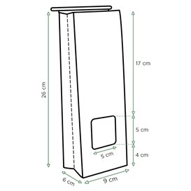 SOS Bag with Tin Tie and Window White 9+6x26cm (1000 Uds)