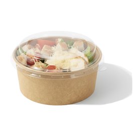 Paper Container Kraft-Kraft and RPET Lid 550ml Ø14cm (250 Units)