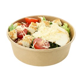 Paper Container Kraft-Kraft and RPET Lid 550ml Ø14cm (250 Units)