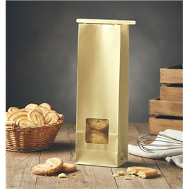 SOS Bag with Tin Tie and Window Kraft 9+6x26cm (50 Uds)