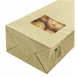 SOS Bag with Tin Tie and Window Kraft 9+6x26cm (50 Uds)