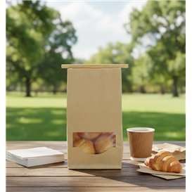 SOS Bag with Tin Tie and Window Kraft 12+6x23,5cm (50 Uds)
