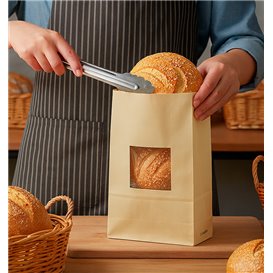 SOS Bag with Tin Tie and Window Kraft 15+7x23cm (1000 Uds)