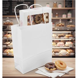 Paper Bag with Handles Kraft White 90g/m² 18+8x24cm (25 Units) 
