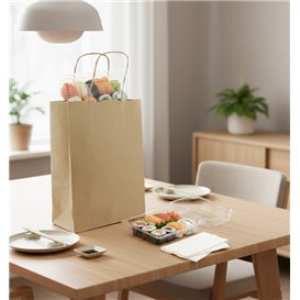 Paper Bag with Handles Kraft 115g/m² 18+8x24cm (250 Units)