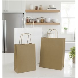 Paper Bag with Handles Kraft 115g/m² 18+8x24cm (25 Units) 