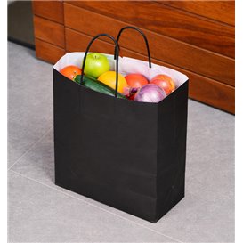 Paper Bag with Handles Kraft Black 100g/m² 22+10x27cm (25 Units)