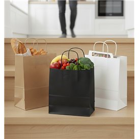 Paper Bag with Handles Kraft Black 100g/m² 22+10x27cm (250 Units)