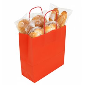 Paper Bag with Handles Kraft Red 90g/m² 22+10x27cm (25 Units) 