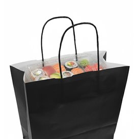 Paper Bag with Handles Kraft Black 90g/m² 24x11x32cm (250 Units)