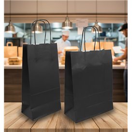 Paper Bag with Handles Kraft Black 90g/m² 24x11x32cm (250 Units)
