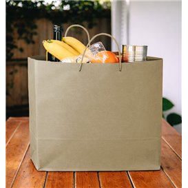 Paper Bag with Handles Kraft Brown 115g/m² 27+16x31cm (25 Units) 