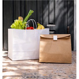 Paper White Bag with Twisted Handles 80 g/m² 32+16x26cm (25 Units)