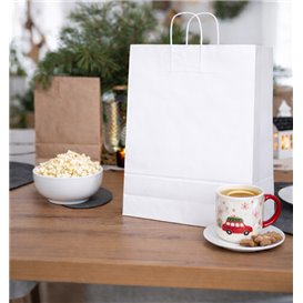 Paper Bag with Handles Kraft White 110g/m² 42+16x49cm (250 Units)
