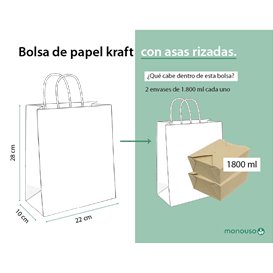 Paper Kraft Bag with Twisted Handles 80 g/m² 22+10x28cm (250 Units)