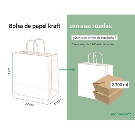 Paper Bag with Handles Kraft Brown 115g/m² 27+16x31cm (250 Units)