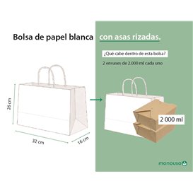 Paper White Bag with Twisted Handles 80 g/m² 32+16x26cm (25 Units)