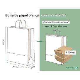 Paper Bag with Handles Kraft White 110g/m² 42+16x49cm (250 Units)