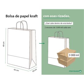 Paper Bag with Handles Kraft Brown 115g/m² 42+16x49cm (200 Units)