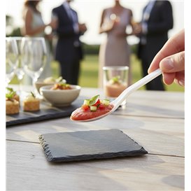 Small spoon Plastic Appetizer White 100 mm (50 Units)