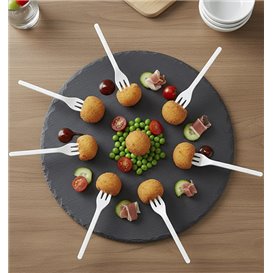 Mini fork Plastic Appetizer White 100 mm (50 Units)