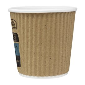 Ripple Wall Kraft Paper Cup Double Wall 4Oz/120ml Ø6,2cm (500 Units)