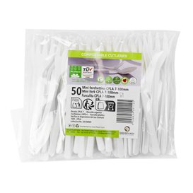 Plastic CPLA Appetizer Mini fork White 100 mm (50 Units)