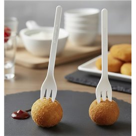 Plastic CPLA Appetizer Mini fork White 100 mm (50 Units)