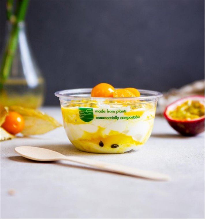 Transparent PLA container Series 96 Ø9.6cm 250ml for yogurt, salads and cold desserts