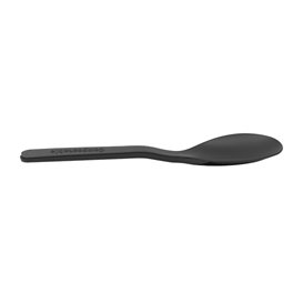 Black CPLA Plastic Appetizer Small spoon 10 cm (50 Units)