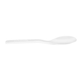 White CPLA Plastic Appetizer Small spoon 10 cm (50 Units)